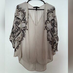 BCBGMAXAZRIA XXS Tunic Dress Shirt Black Gray White BCBG Max Azria